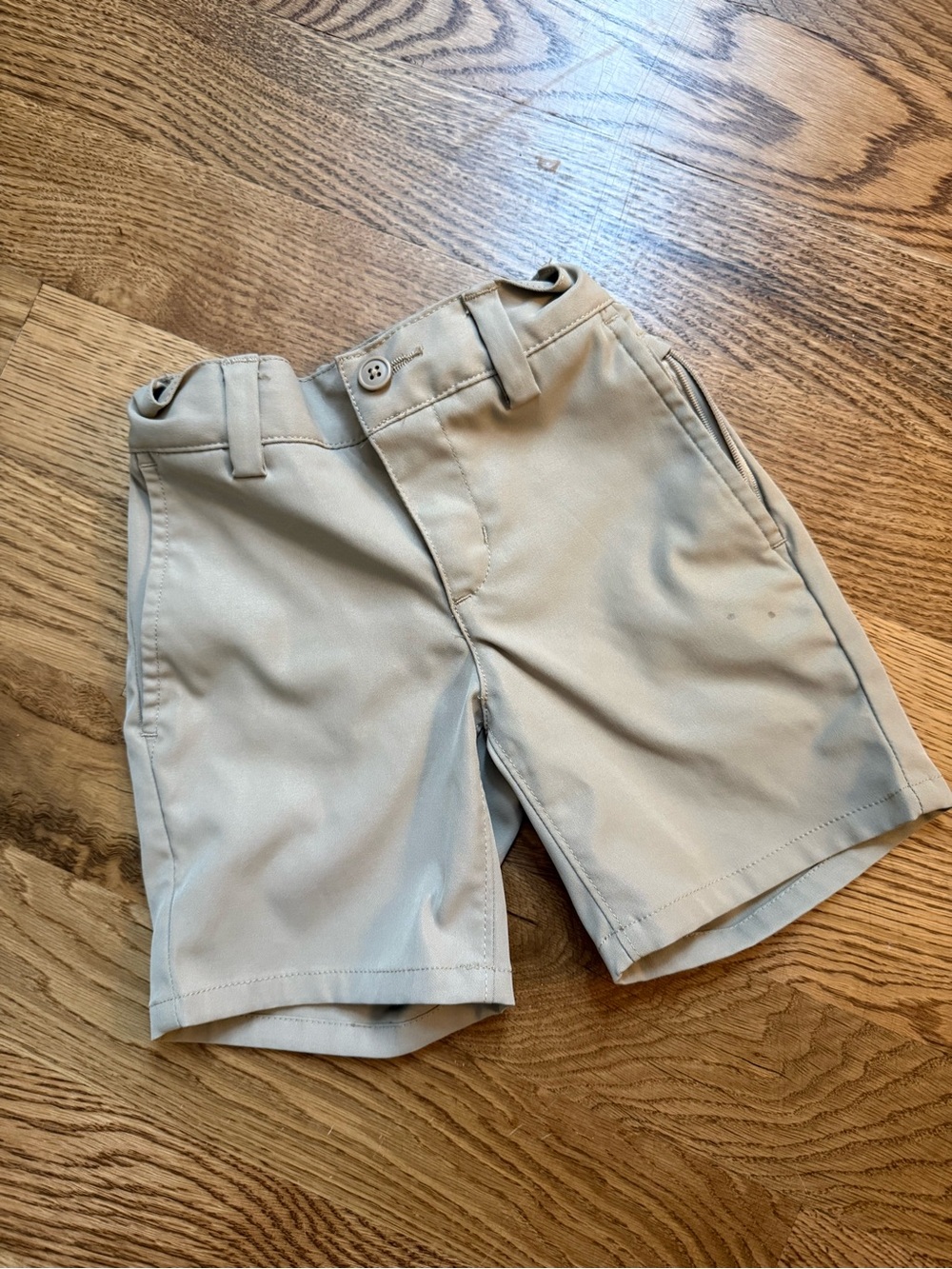 Lands' End Kid’s Light Khaki Flat-Front Shorts